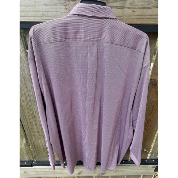Stafford Mens 4XL Shirt Burgundy Micro Ginghams 55% Cotton 43% Polyester - Picture 3 of 13